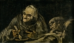 Goya, Francisco, de - Two Old Men Eating Soup (The Witchy Brew)