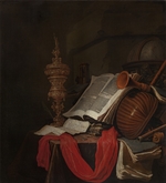Vermeulen, Jan - Still life with musical instruments and books (Vanitas)