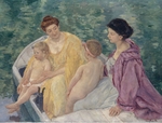 Cassatt, Mary - Le Bain (Two mothers and their children in a boat)