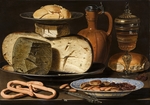 Peeters, Clara - Still Life with Cheeses, Almonds and Pretzels