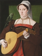 Master of the 1540s - Portrait of a woman playing a lute, with a parrot on her shoulder