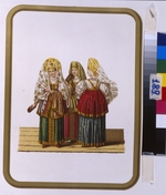 Solntsev, Fyodor Grigoryevich - Costumes of Women and Maidens from Tver (From the series Clothing of the Russian state)