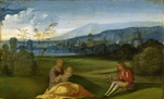 Giorgione - Idyllic pastoral landscape