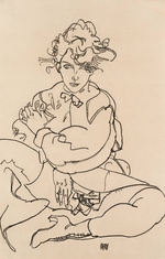Schiele, Egon - Girl sitting with spread legs