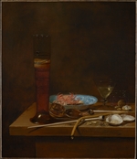 Velde, Jan Jansz. van de III - Still life with smoking utensils and crabs