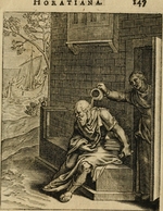 Veen, Otto van - Xanthippe emptying a chamber pot over Socrates. (From Emblemata Horatiana)