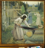 Nesterov, Mikhail Vasilyevich - Saint Sergius' labours (Triptych, Mid part)