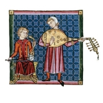 Anonymous - Two minstrels. Illustration from the codex of the Cantigas de Santa Maria