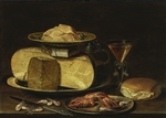 Peeters, Clara - Still Life with Cheeses, Glas à la façon de Venise and crayfish on a pewter plate