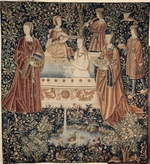 Anonymous master - The Seigniorial Life: Woman Bathing surrounded by Attendants (Tapestry series La Vie Seigneuriale)