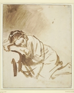 Rembrandt van Rhijn - A young woman sleeping (Hendrickje Stoffels)