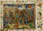 The Spanish Forger - The triumphant entry of Crusaders into Jerusalem. From the Antiphoner Quidcumque ligaveris...