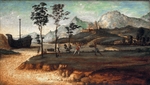 Cima da Conegliano, Giovanni Battista - Coastal Landscape with two men fighting