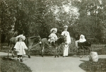 Photo studio K. von Hahn - Grand Duchesses Olga of Russia, Tatiana  of Russia and Maria of Russia in the Catherine Park of Tsarskoye Selo