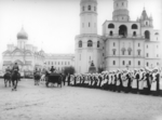 Photo studio K. von Hahn - Tsar Nicholas II receives the parade of the pupils of Moscow in the Kremlin