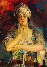 Malyavin, Filipp Andreyevich - Portrait of the Singer Nadezhda Vasilievna Plevitskaya (1884-1940)