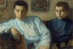 Pasternak, Leonid Osipovich - Portrait of Boris and Alexander Pasternak