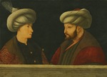 Bellini, Gentile, (Follower of) - Portrait of Sultan Mehmed II with a young dignitary