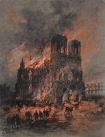 Fraipont, Gustave de - The burning Reims Cathedral