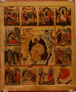 Russian icon - The Prophet Elijah in the Wilderness with Scenes from His Life