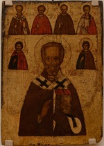 Russian icon - Saint Nicholas with Selected Saints