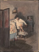 Makovsky, Vladimir Yegorovich - Chichikov at the house of Korobochka. Illustration for the novel Dead Souls by N. Gogol