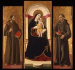Romano, Antoniazzo - Triptych: Virgin and child with Saints Francis and Anthony Abbot