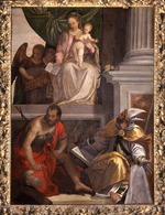 Veronese, Paolo - Madonna Enthroned with Child, St John the Baptist, St Louis of Toulouse and Donors
