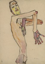 Schiele, Egon - Erwin Dominik Osen as Nude with Crossed Arms