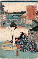 Kunisada (Toyokuni III), Utagawa - Goten-yama, from the series One Hundred Beautiful Women at Famous Places in Edo (Edo meisho hyakunin bijo)