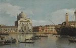 Canaletto - Venice, a view of the Churches of the Redentore and San Giacomo, with a moored Man-of-war, gondolas and barges