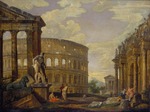 Pannini (Panini), Giovanni Paolo -  Landscape with Hercules and ruins of ancient Rome