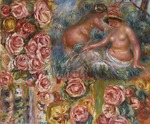Renoir, Pierre Auguste - Study of nude female figures and flowers