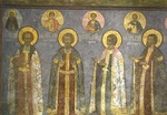 Ancient Russian frescos - Grand Princes Vasiliy Yuryevich Kosoy, Yury of Zvenigorod, Dmitry Yurievich Krasny and Andrey Dmitrievich of Mozhaisk