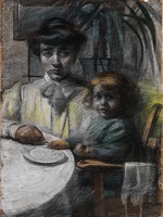 Boccioni, Umberto - Portrait of the artist's wife with daughter