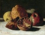 Courbet, Gustave - Still Life with fruits: apples and pomegranates