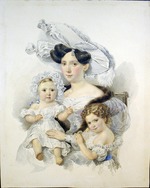 Briullov, Alexander Pavlovich - Portrait of Countess Elizaveta Nikolaevna Chernyshova (1808-1872), née Zotova, with daughters