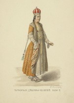Solntsev, Fyodor Grigoryevich - Kazan Tatar Girl in Fur Coat of 1830 (From the series Clothing of the Russian state)