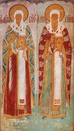 Ancient Russian frescos - The Saints Isaiah and Leontius of Rostov