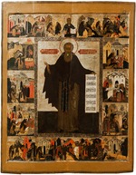 Russian icon - Saint Abraham of Rostov with scenes from his life
