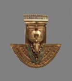 Art of the Kingdom of Kush - Shield Ring with Ram's Head. From the gold treasure of Amanishakheto, from her pyramid in Meroe