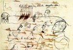 Pushkin, Alexander Sergeyevich - Sheet with drawing of the execution of the Decembrists