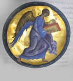 Rublev, Andrei, (School) - Angel. Symbol of Matthew the Evangelist (Miniature from the Khitrovo Gospel)