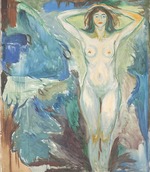 Munch, Edvard - Standing nude against blue background