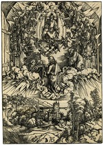 Dürer, Albrecht - Saint John kneeling before Christ and the twenty-four elders. From Apocalypsis cum Figuris