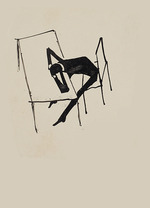 Kafka, Franz - Man at a table. Illustration for the novel The Trial. (From the Black Notebook)