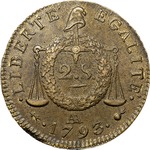 Dupré, Augustin - Coin 2 Sols. The National Convention period. Revers, Inscription: Liberté Égalité