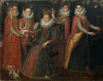 Fontana, Lavinia - Portrait of five women with a dog and parrot