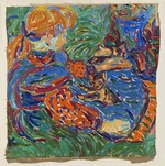 Kirchner, Ernst Ludwig - Two girls playing with cat