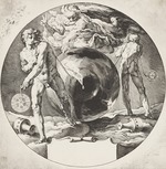 Muller, Jan Harmensz. - God creates heaven and earth from a sphere representing unformed chaos. From the series The Creation of the World